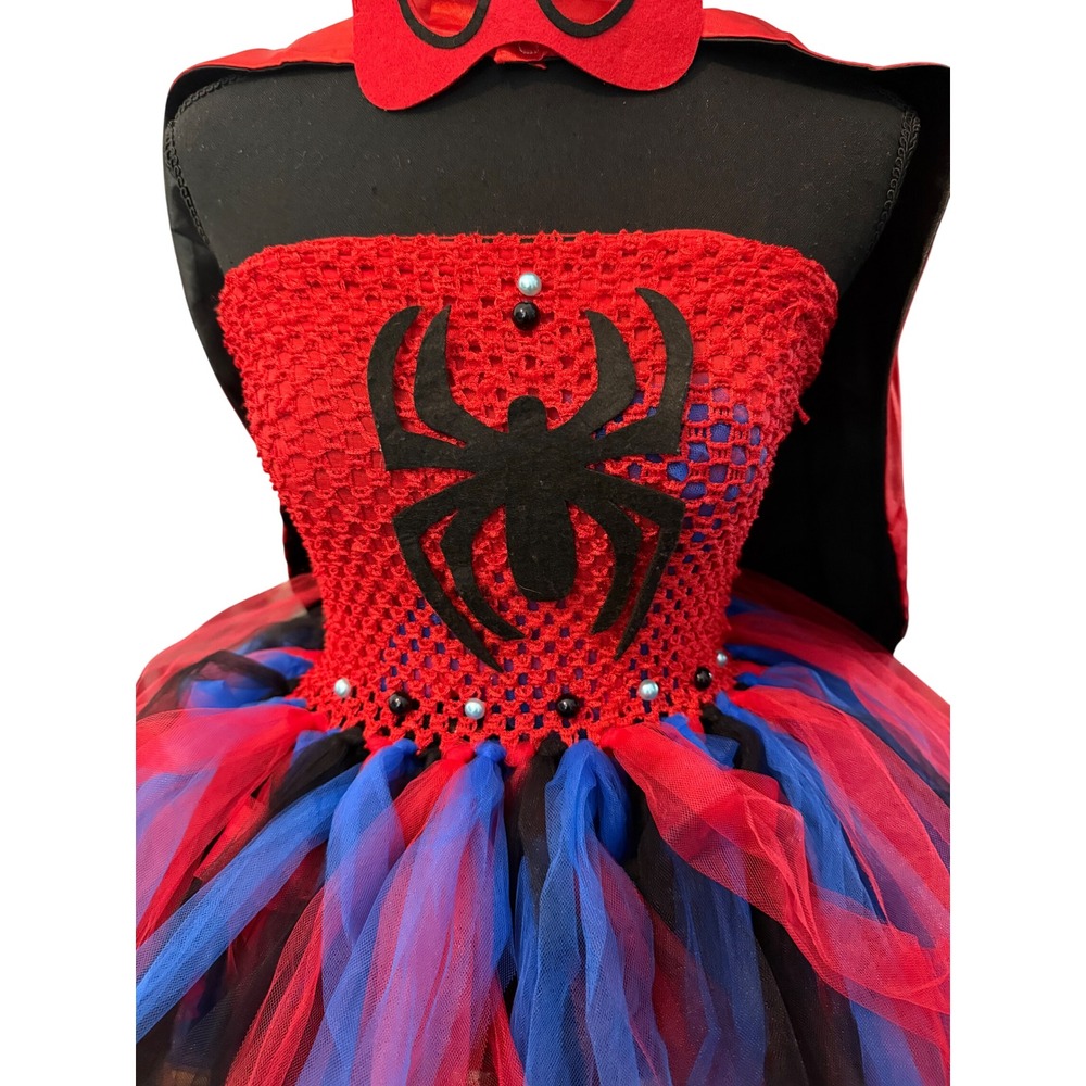 Spider Girl Tutu Custom Costume Dress Red Blue Black Cape Mask Strapless